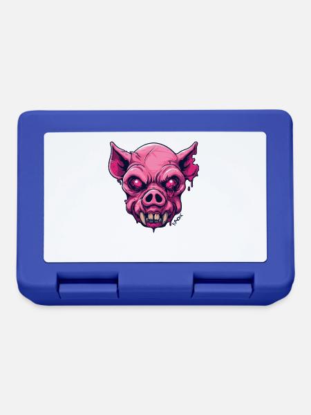 Gruseliges pinkes Horror-Zombie-Schwein - Brotdose - Royalblau