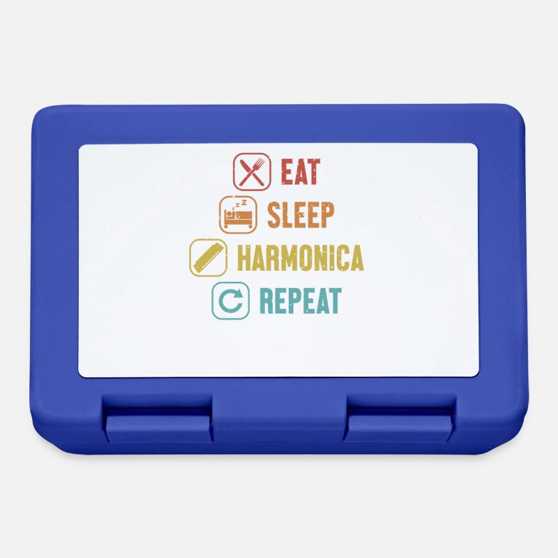 Essen Schlaf Mundharmonika Repeat Harmonist Harmonicist - Brotdose - Royalblau