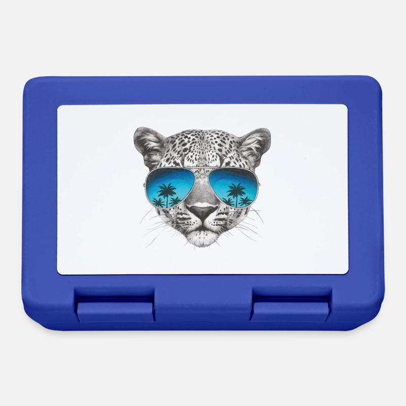 Leopard "Cool" - Brotdose - Royalblau