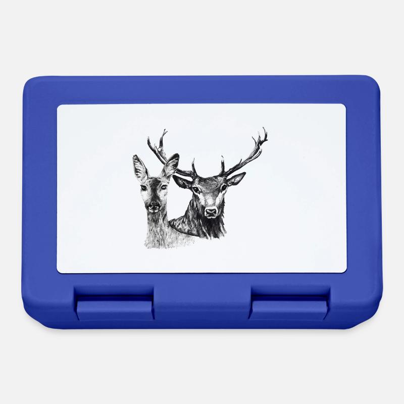 Cerfs et biche - Boîte à goûter - bleu royal