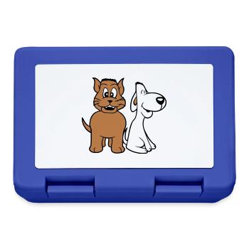 Chien Chat Deux Amis Équipe Chaton 2 Duo Équipage - Boîte à goûter - bleu royal - Devant