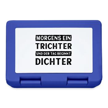 Morgens ein Trichter und der Tag beginnt Dichter - Brotdose - Royalblau - Vorne