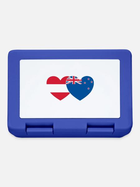 Österreich Neuseeland Flagge Herz - Brotdose - Royalblau