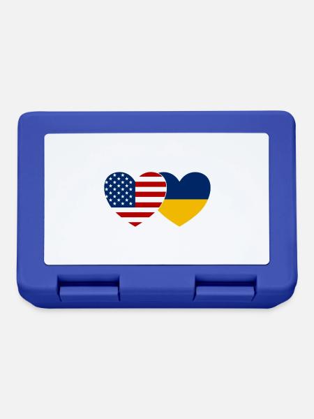 USA Ukraine Flagge Herz - Brotdose - Royalblau