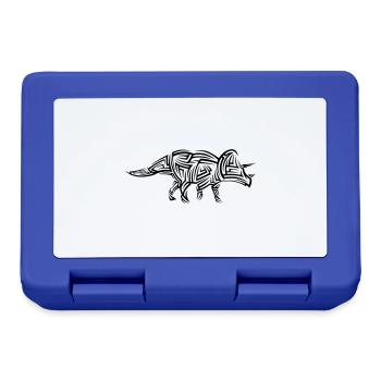 Dinosaur Triceratops Tribal Tattoo - Lunchbox - royal blue - Front