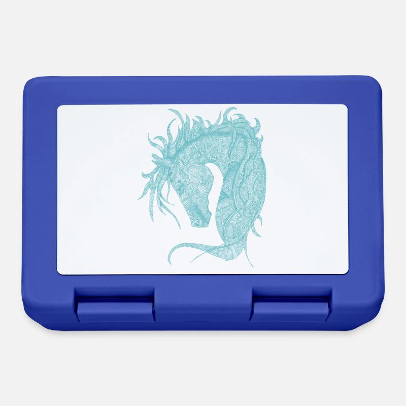 Chevaux Tête Zentangle Turquoise - Boîte à goûter - bleu royal