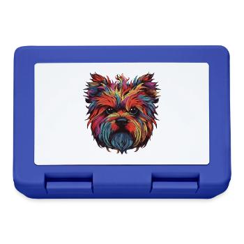 Yorkshire Terrier Hund Portrait - Brotdose - Royalblau - Vorne