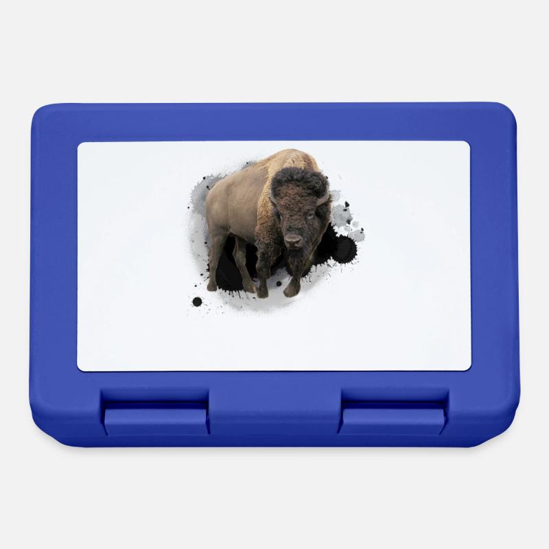 Bison Büffel Rind Design Illustration Geschenk - Brotdose - Royalblau