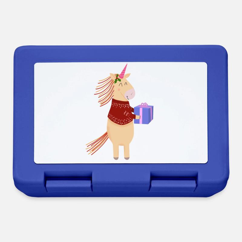 Cadeau de Noël licorne jaune - Boîte à goûter - bleu royal