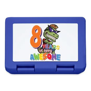 8. Geburtstag Geschenk für Jungen, Dino Dinosaurier, 8 Jahre - Brotdose - Royalblau - Vorne