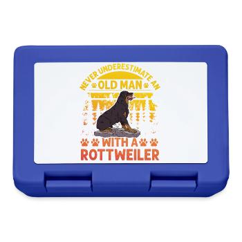 Ne sous-estimez jamais un vieil homme avec un Rottweiler - Boîte à goûter - bleu royal - Devant