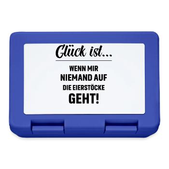 Glück ist wenn mir niemand auf die Eierstöcke geht - Brotdose - Royalblau - Vorne