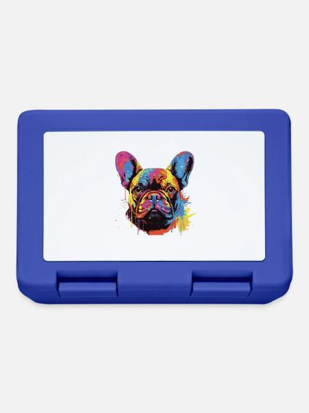 Französische Bulldogge Hund Kopf Porträt - Brotdose - Royalblau