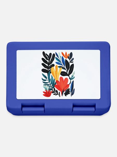 Abstrakte Blumen: Farbenspiel im Stil Matisse - Brotdose - Royalblau