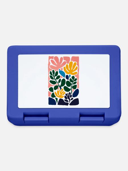 Abstrakte Blumen: Farbenspiel im Stil Matisse - Brotdose - Royalblau