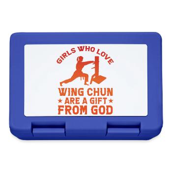 Les filles qui aiment le Wing Chun sont un cadeau de Dieu - Boîte à goûter - bleu royal - Devant