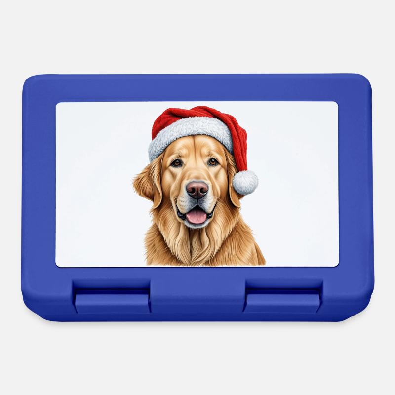 Golden retriever de Noël - Boîte à goûter - bleu royal