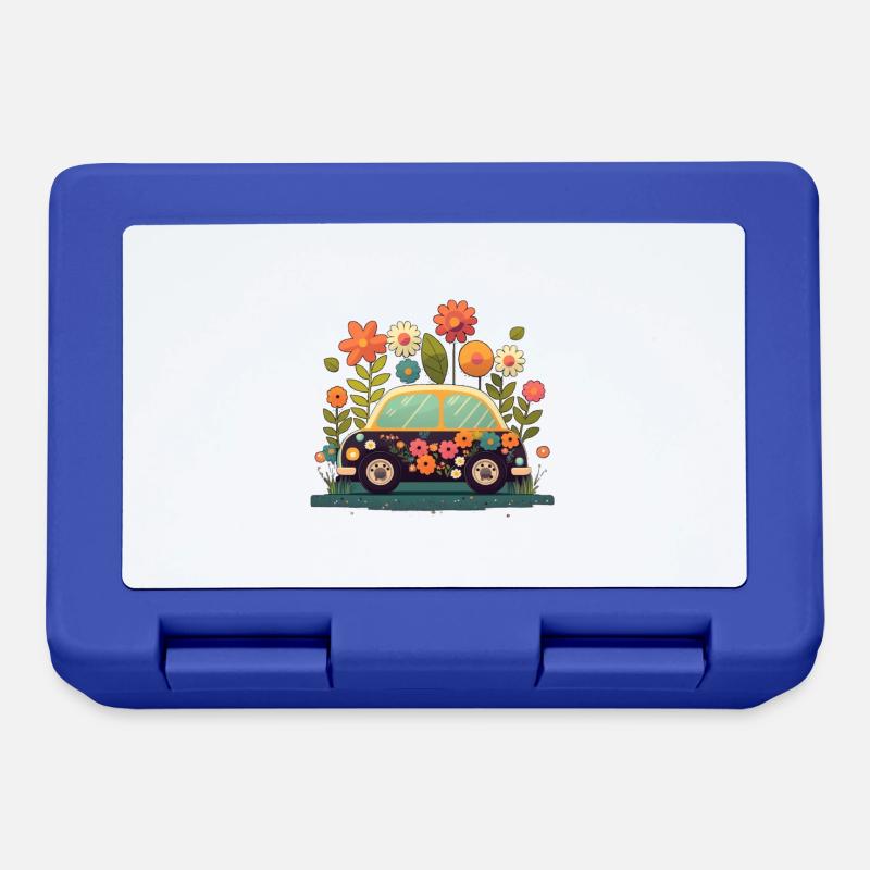 Süßes Blumen Auto 3 - Brotdose - Royalblau