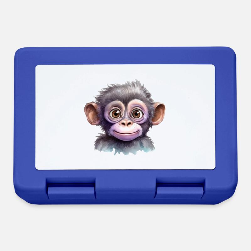 Dessin à l’aquarelle de singe - Boîte à goûter - bleu royal