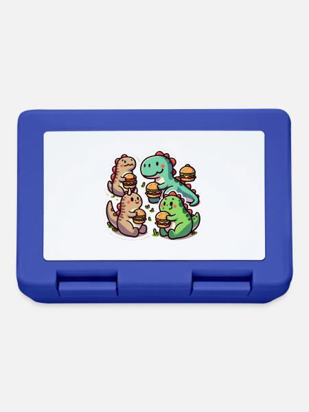 Dino-Burger-Party - Brotdose - Royalblau