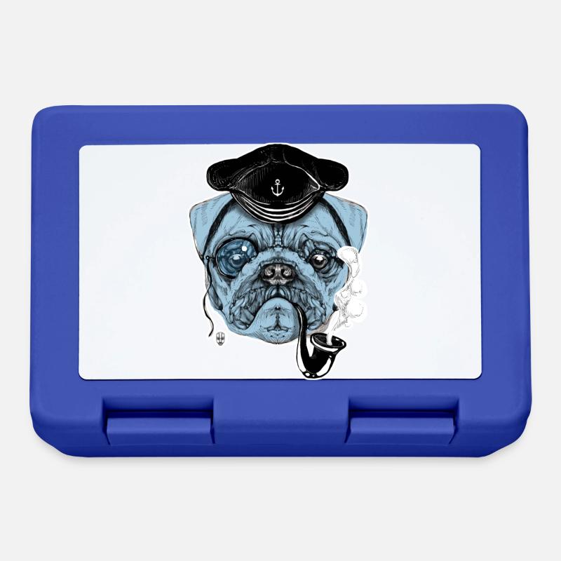Pug Sailor - Lunchbox - royal blue