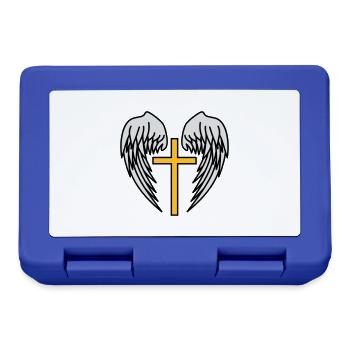 Holy Cross Jesus Christ Wings Angel Heaven - Lunchbox - royal blue - Front