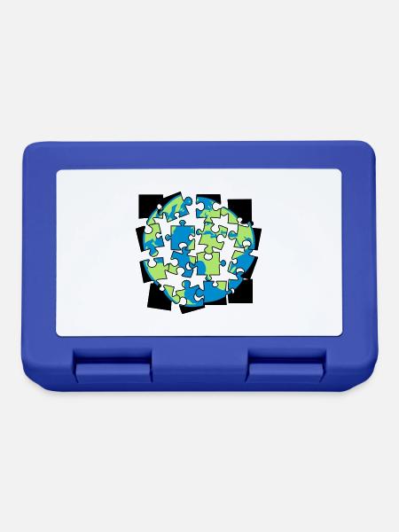 Earth puzzle parts puzzle piece puzzle build spi - Lunchbox - royal blue