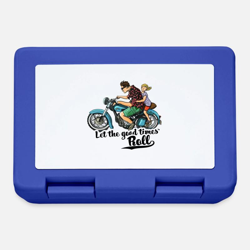 Retro Motorrad Cool - Papa und Mädchen | Easy - Brotdose - Royalblau