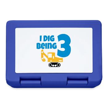 Excavator birthday 3 years - Lunchbox - royal blue - Front