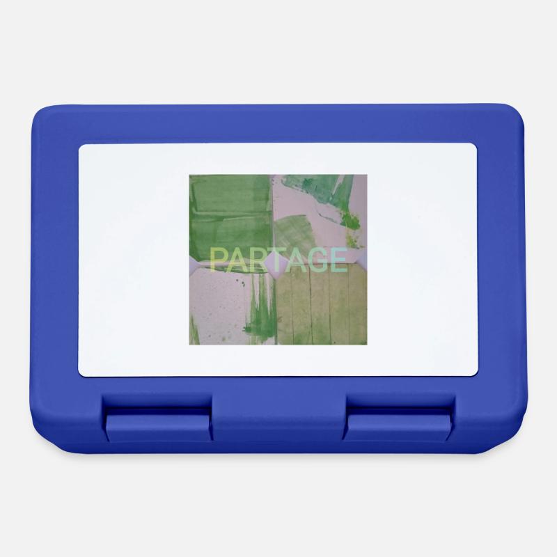 Green abstract squares painting, sharing, fun image - Lunchbox - royal blue