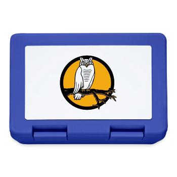 Owl Eagle Owl Branch Tree Forest Moon Night Full Moon Round - Lunchbox - royal blue - Front