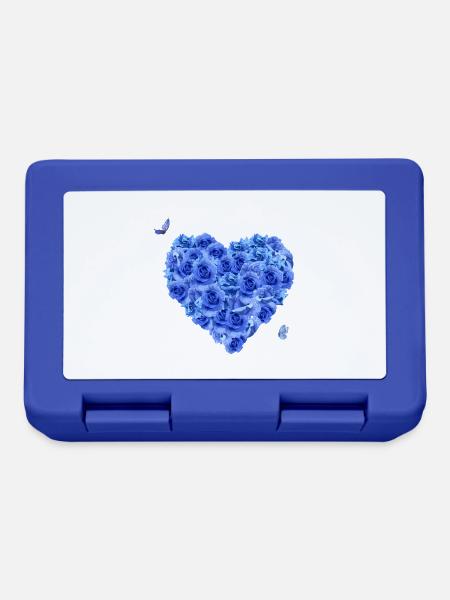 Blaues Blumenherz - Brotdose - Royalblau