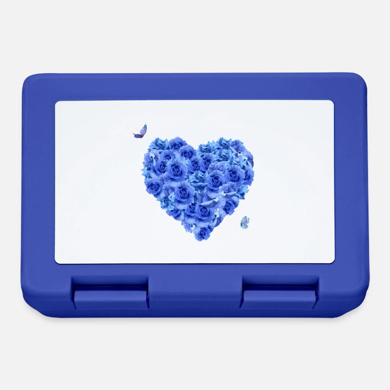 Blaues Blumenherz - Brotdose - Royalblau