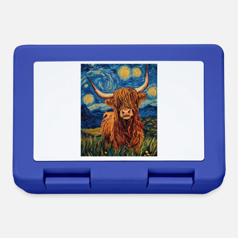 Vache des Highlands - Boîte à goûter - bleu royal