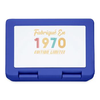 Fabriqué en 1970 Vintage cadeau d'anniversaire - Boîte à goûter - bleu royal - Devant