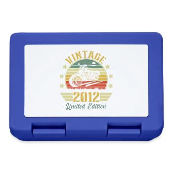 Vintage 2012 Retro Motorcycle Birthday Gift - Lunchbox - royal blue - Front