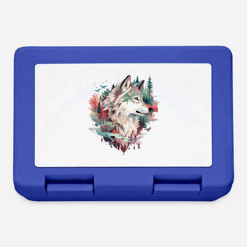 Wolf Wolf’s Head Nature Wilderness Adventure Art forestier - Boîte à goûter - bleu royal