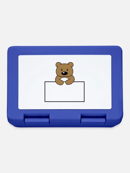 name schild rahmen text schreiben teddy grizzly ba - Brotdose - Royalblau