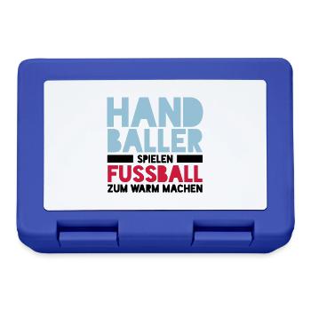 Handballer spielen Fussball zum Warm machen - Brotdose - Royalblau - Vorne