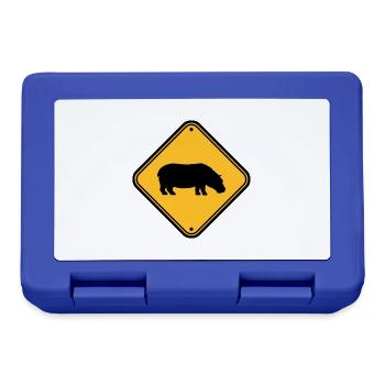 Attention hippo shield - Lunchbox - royal blue - Front