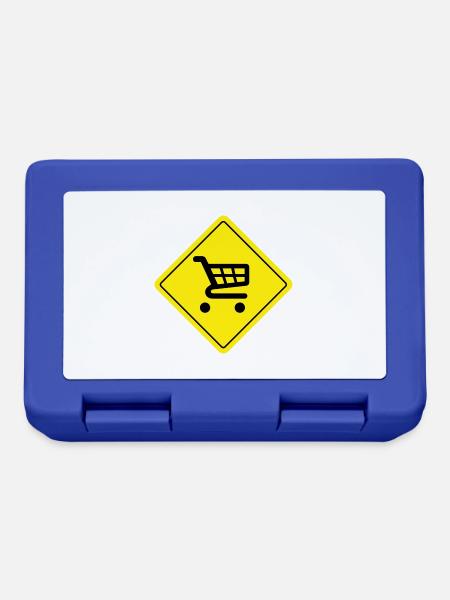 Gelbe Beschilderung Einkaufswagen Supermarkt - Brotdose - Royalblau