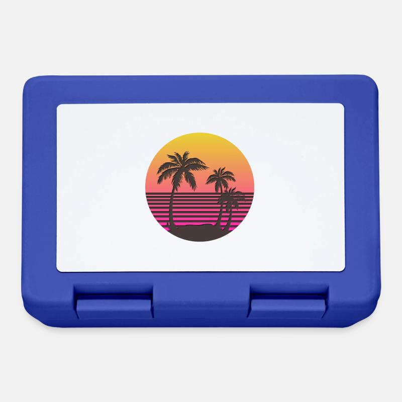 Synthwave Sun and Palms - Brotdose - Royalblau