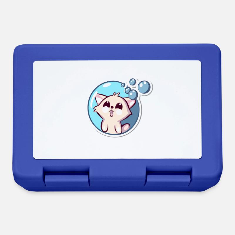 Soap Bubbles Cat - Lunchbox - royal blue