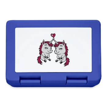 2 Unicorn Friends Love - Lunchbox - royal blue - Front
