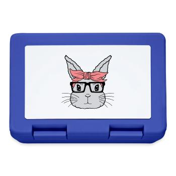 Female Nerd Rabbit Face - Lunchbox - royal blue - Front