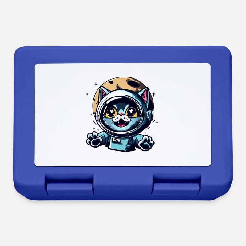 Space Cat to Moon - Lunchbox - royal blue