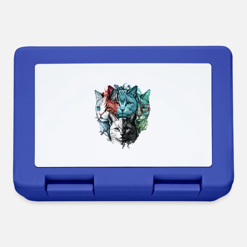 Visages de chats colorés - Boîte à goûter - bleu royal