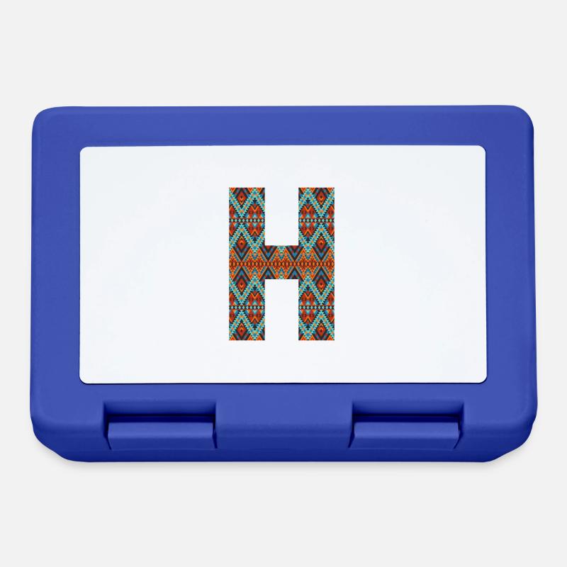 Buchstabe H - Boho-Design, buntes Monogramm - Brotdose - Royalblau