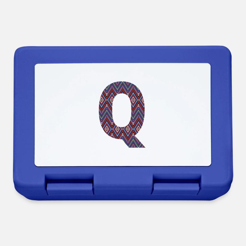Monogramm Buchstabe Q - geometrisches Muster - Brotdose - Royalblau