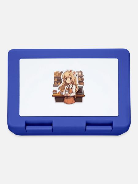 Kawaii Anime Girl Working - Brotdose - Royalblau